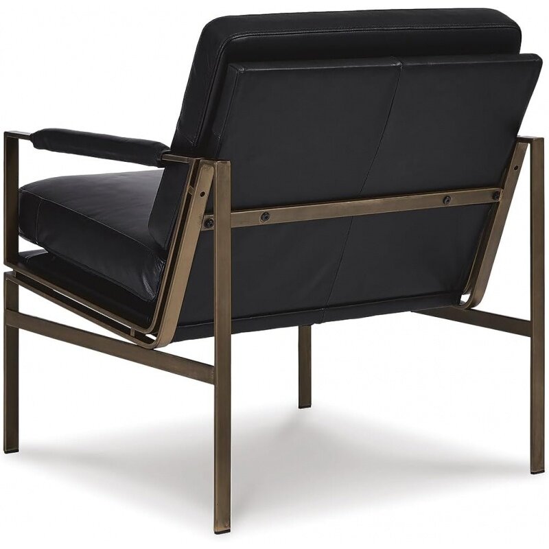 Desain khas oleh Ashley Puckman kursi aksen kulit Modern abad pertengahan, HITAM