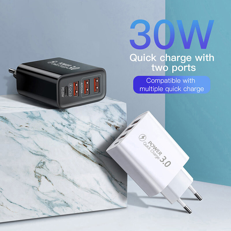 Quick Charge 3.0 USB Charger Fast Charging USB Type C PD Charger For iphone Samsung AFC Huawei FCP SCP Portable Phone Charger