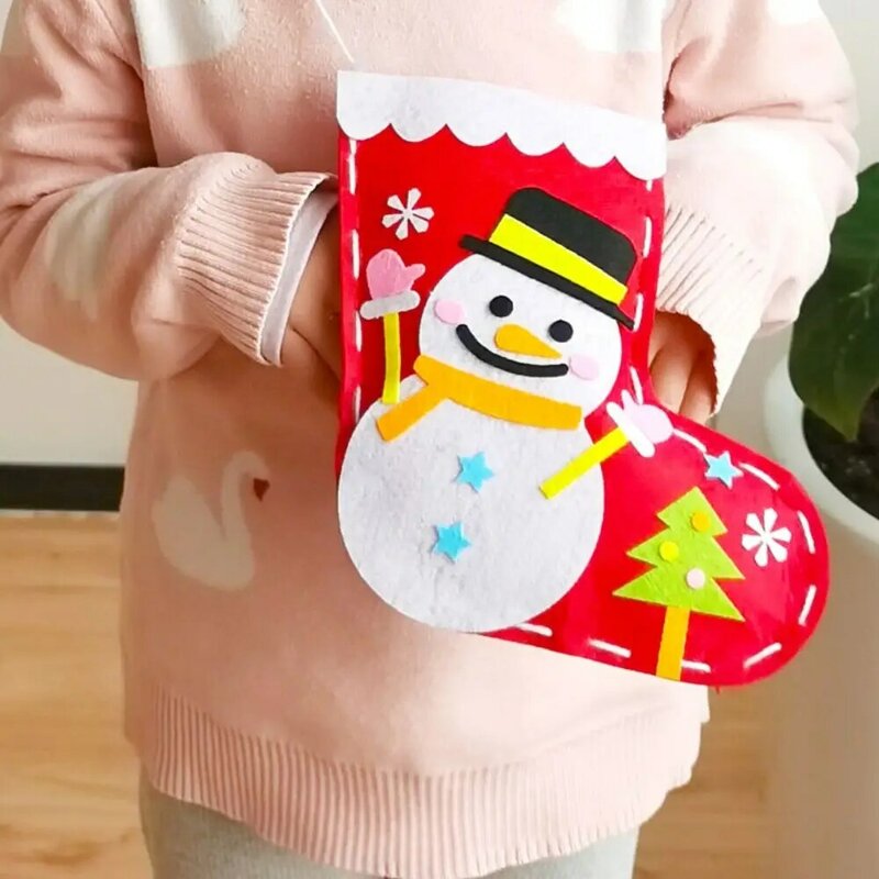 Non-woven Fabric DIY Christmas Stocking House Decoracion Santa Claus Portable Elk Xmas Bag Father Christmas Snowman