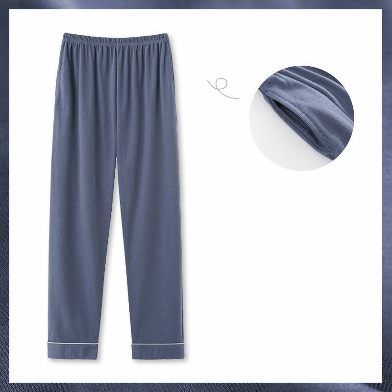 Letnie wiosenne dzianina bawełniana męskie spodnie w kratę luźne miękkie długie spodnie do domu oddychające męskie spodnie do spania