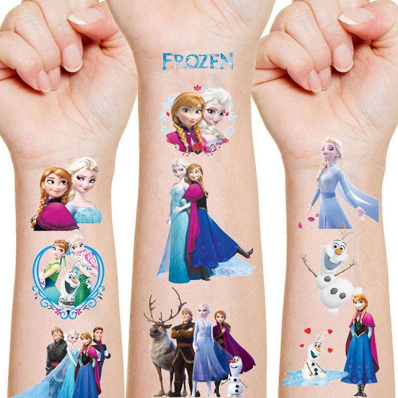 Disney Frozen Tattoo Sticker decorazione per feste di compleanno per bambini Cute Cartoon Disney principesse Anna Aisha Stickers regali per bambini