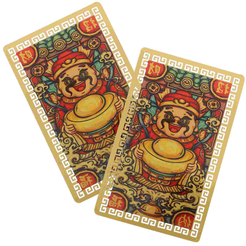 2 pezzi The God Of Fortune amuleto delicato The God Of Wealth Card amuleto regalo in stile cinese