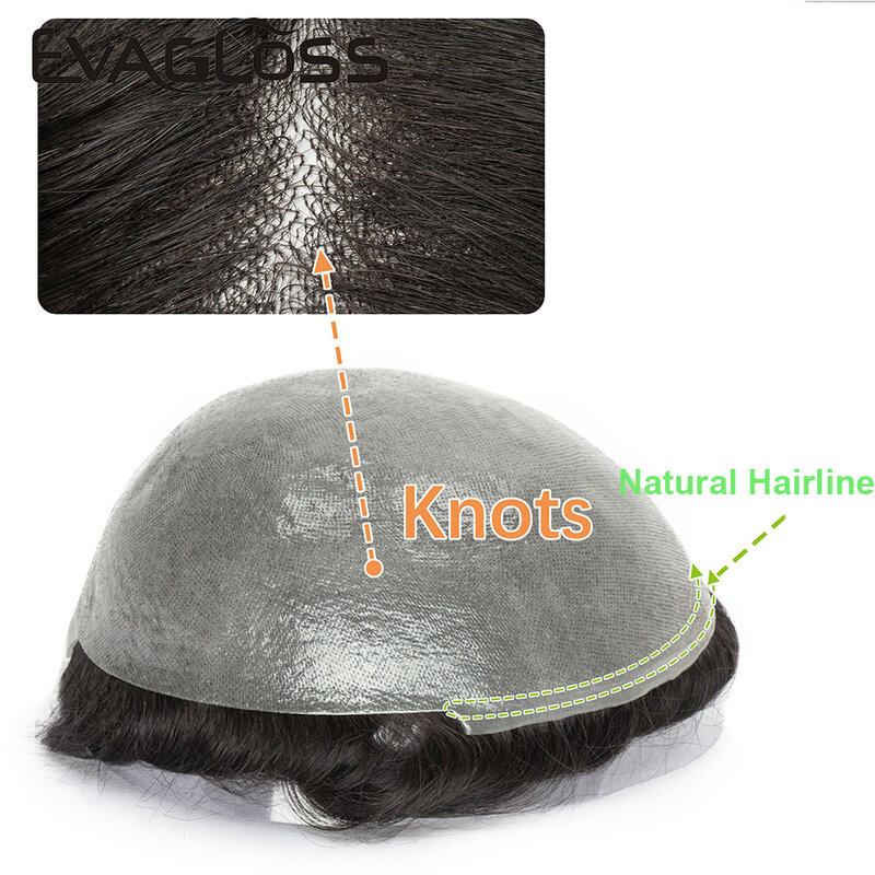 Mirage-Prothèse capillaire pour homme, nœuds durables, peau, toupet, perruque naturelle, système de cheveux humains pour homme, 0.06mm
