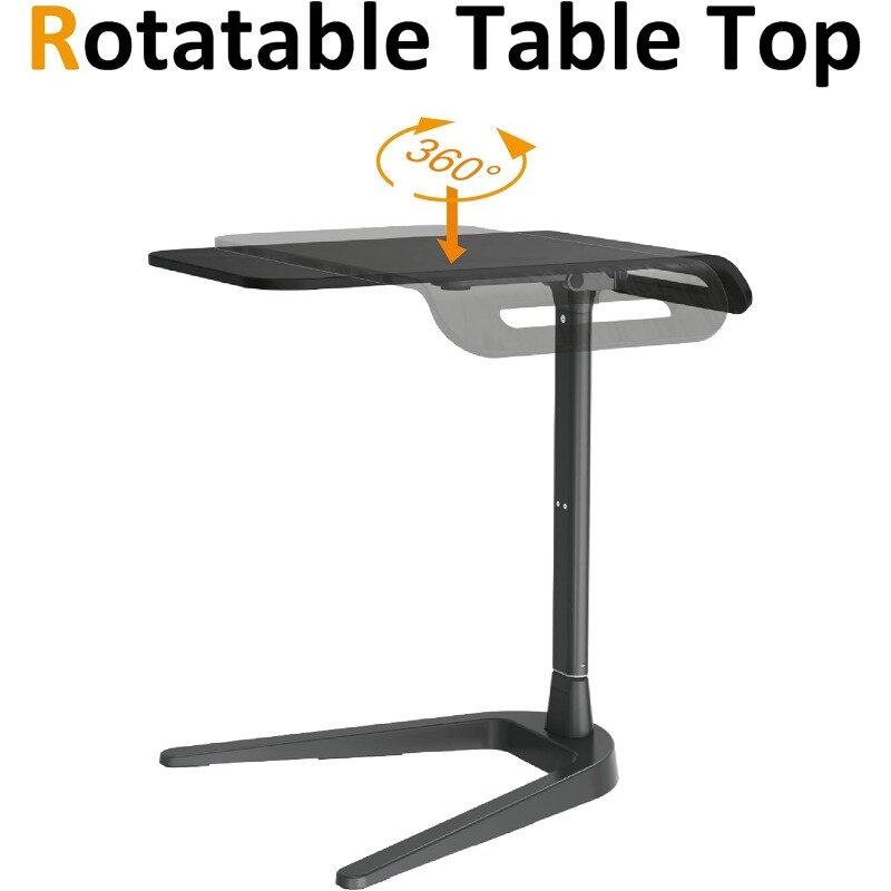 Height Adjustable Sofa Side End Table, Folding Laptop Computer Table C-Shaped Overbed Table Snack Table for Couch