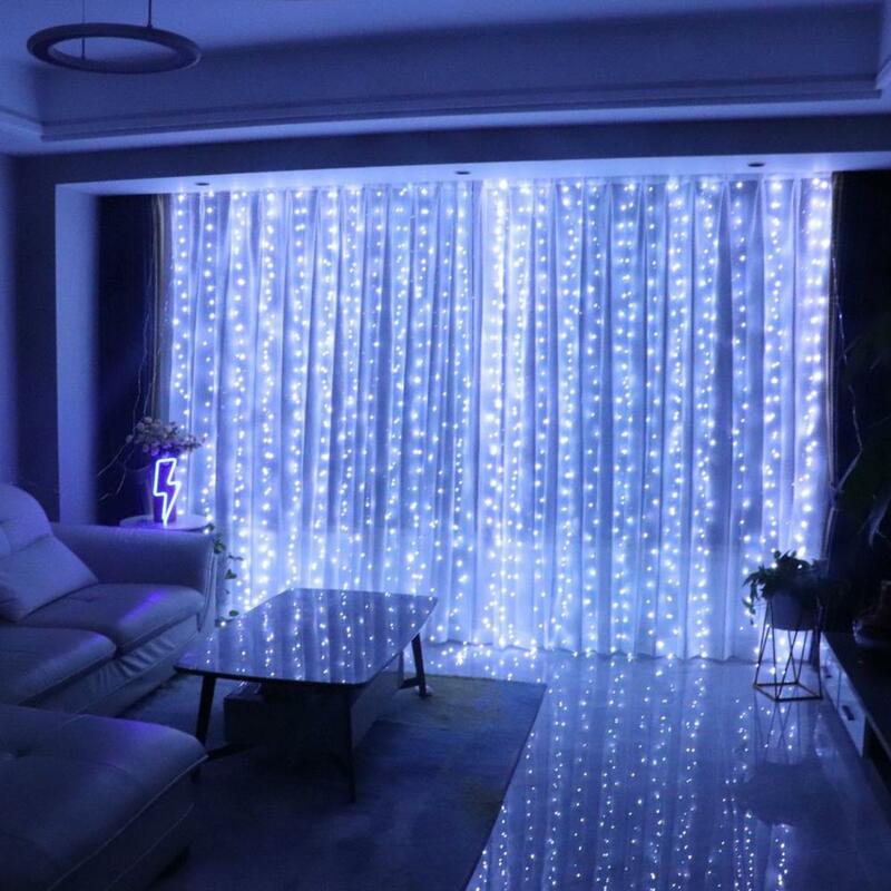ม่านแสงไฟกระพริบตาไฟห้องนอนม่านแสงไฟรีโมทควบคุมไฟ LED ไฟตกแต่งนางฟ้ากลางแจ้งสำหรับงานแต่งงานงานปาร์ตี้ในร่ม