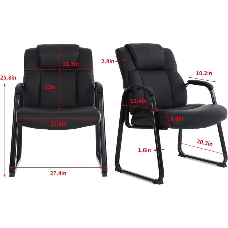 Office Chairs Leather Reception with Sled Base and Padded Arm Rest for Waiting Room Office Home and Meeting Office Chairs