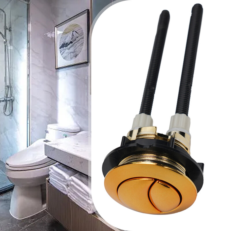 Dual Flush Toilet Tank Gold Colour 38mm Button Round Shape Toilet Push Buttons Bathroom Accessories For Mechanical Top