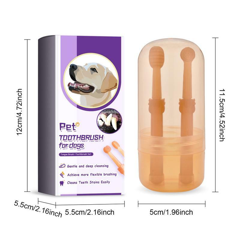 반려동물 칫솔용 실리콘 소프트 칫솔, 강아지 구강 관리 칫솔 키트, 개 고양이 치아 청소 칫솔, 혀 클리너