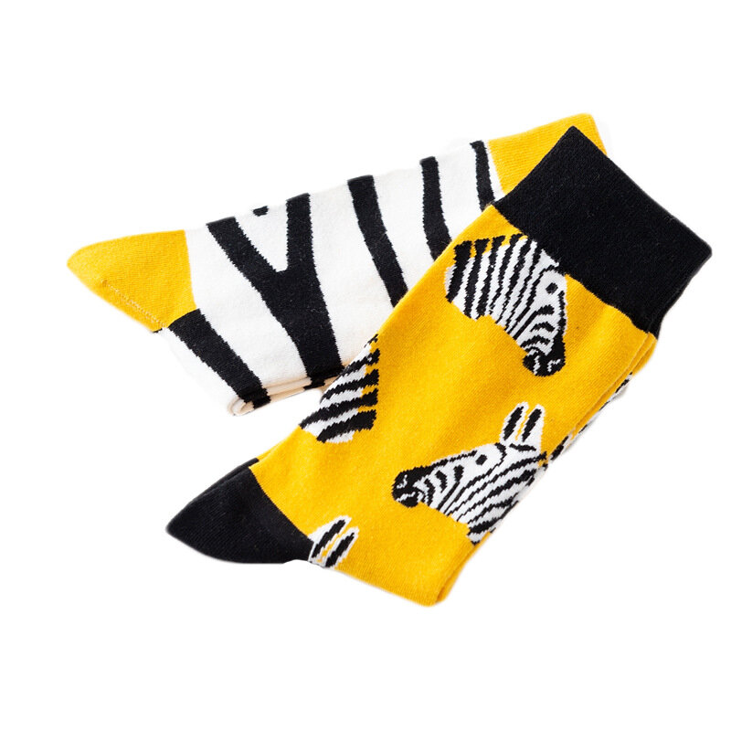 Модные мужские счастливые носки, европейские и американские классные носки, хлопковые для влюбленных, креативные Носки с рисунком крокодила и зебры 141