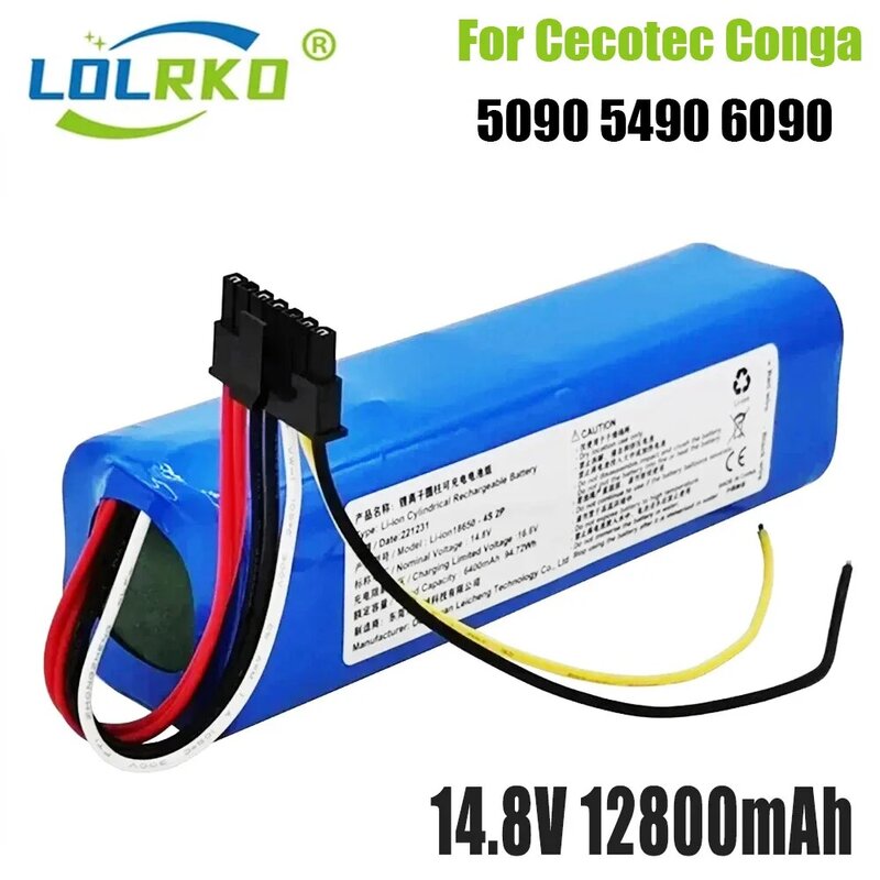 New 14.8V 12800mAh INR18650 MH1-4S2P-300S Robot Battery for Cecotec Conga 5090 5490 6090 Robotic Vacuum Cleaner