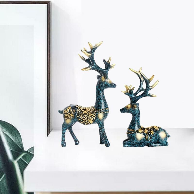 Deer Ornaments Desktop Sculpture Lifelike Deer Ornament Deer Figurines Home Decor for Indoor Home Desktop Living Room Bookshelf