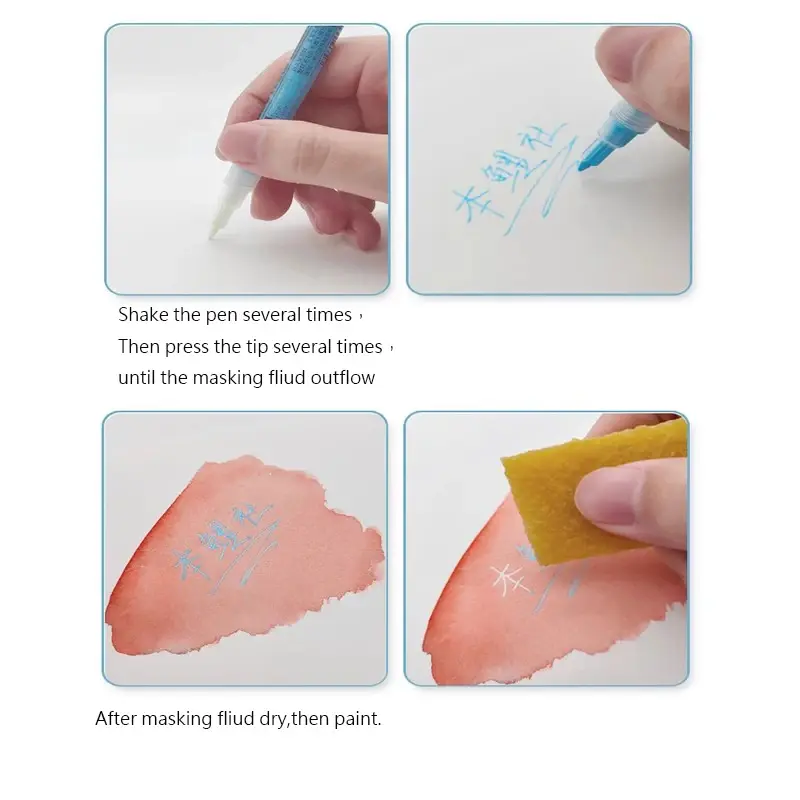 Weiß/blau Aquarell Maskierung Fluid Mark Pen Künstler 0.7/3mm dünner Kleber für flüssige Kunst liefert