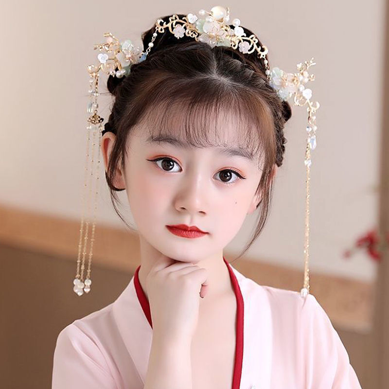 Set Aksesori Rambut Hanfu Tiongkok Jepit Rambut Antik Berumbai Panjang Stik Rambut Bunga Buatan Tangan untuk Wanita Perhiasan Retro Tradisional