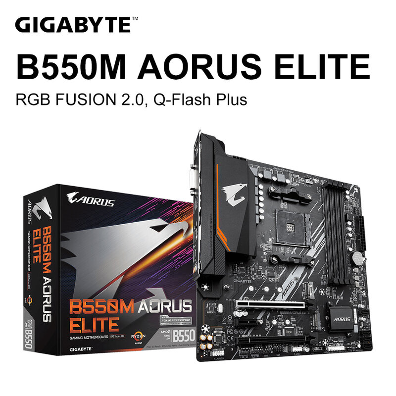 GIGABYTE-Placa-mãe Aorus Elite, soquete AMD B550, AM4 DDR4, 128GB, PCI-E 4.0, M.2, SATA III, 4000 OC MHz, USB 3.2, Placa-mãe B550