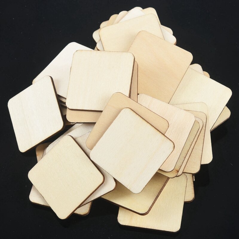 50 квадратных декоративных деревянных ломтиков «сделай сам»