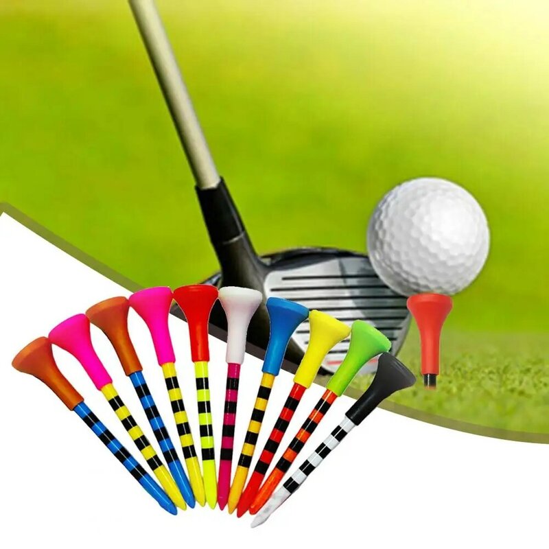 Striped Golf Ball Tee Titular, Low-Resistance Tip, aumentar a distância de voo, estabilizar a prática, Training Golf Traini, 10pcs