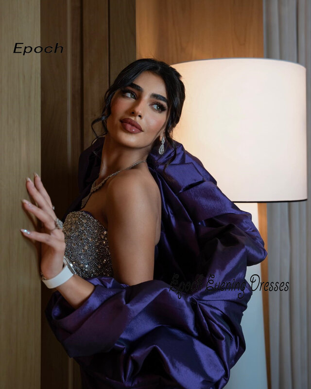 Epoch Satijnen Avondjurk 2024 Arabië Ontwerp Een-Schouder Vloer-Lengte A-Lijn Elegante Lovertjes Sexy Vrouwen Cocktail Prom Gown