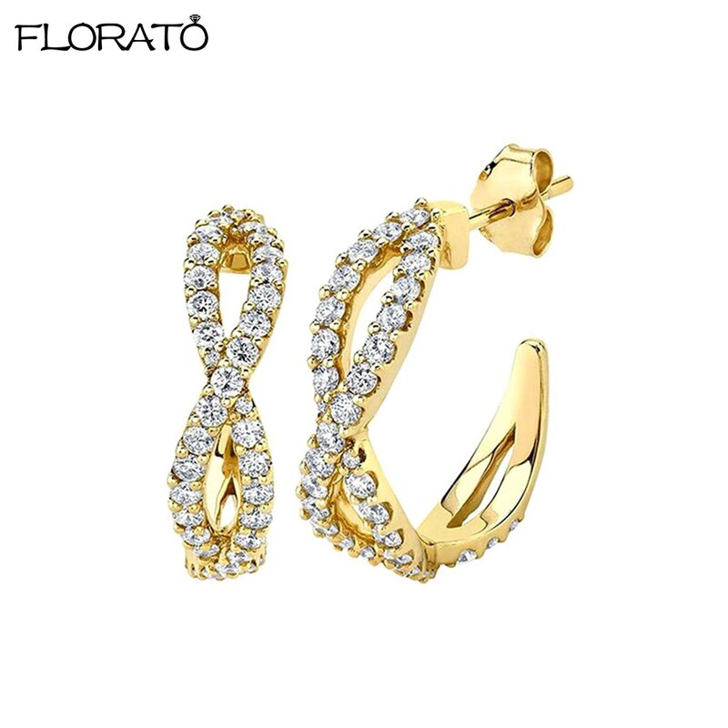 2024 New Fashion C-shaped Zircon Earrings 925 Sterling Silver Needle 18K Gold Earrings for Women Party Trendy Jewelry Gift
