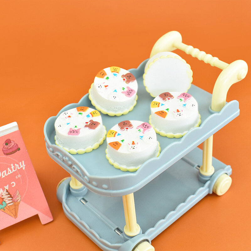 1:6 1:12 Scale Dollhouse Miniature Birthday Cake Model DIY Mini Dessert For Girl BJD Doll House Kitchen Furniture Accessories