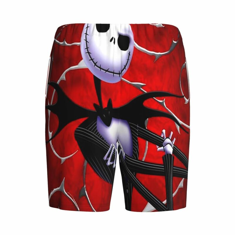 Custom Tim Burton The Nightmare Before Christmas Pajama Shorts Men's Jack Sleepwear Bottom Stretch Sleep Short Pjs with Pockets
