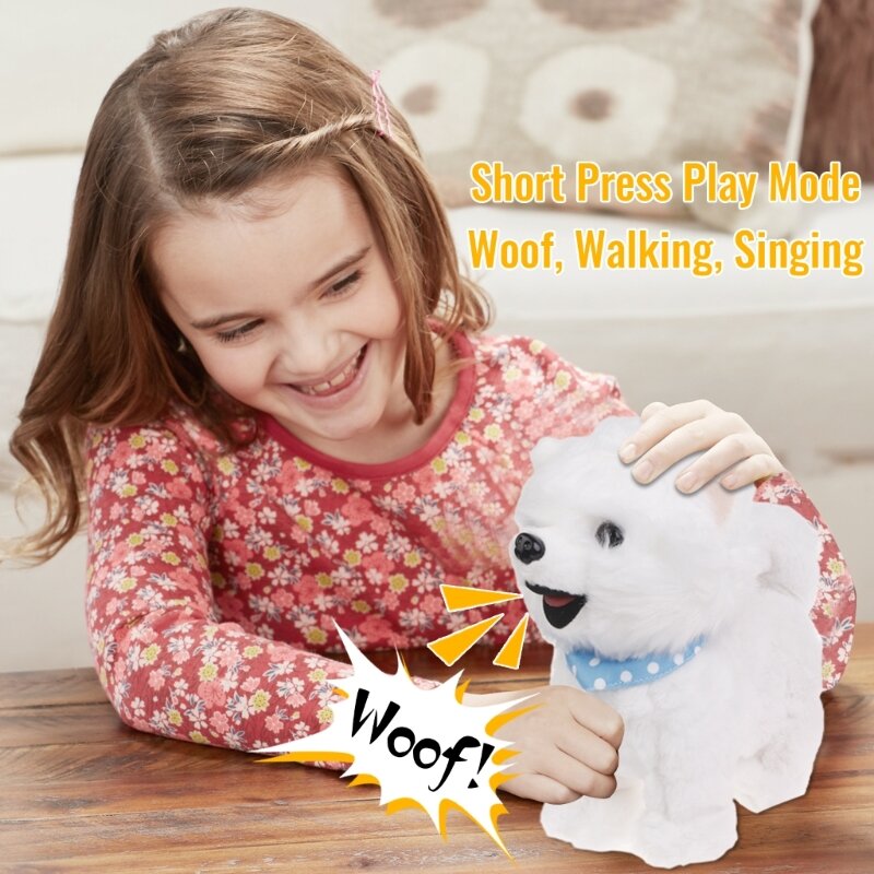 Juguete peluche perro que camina, juguete educativo para gatear para niños pequeños con correa musical, cuerda, juguete y