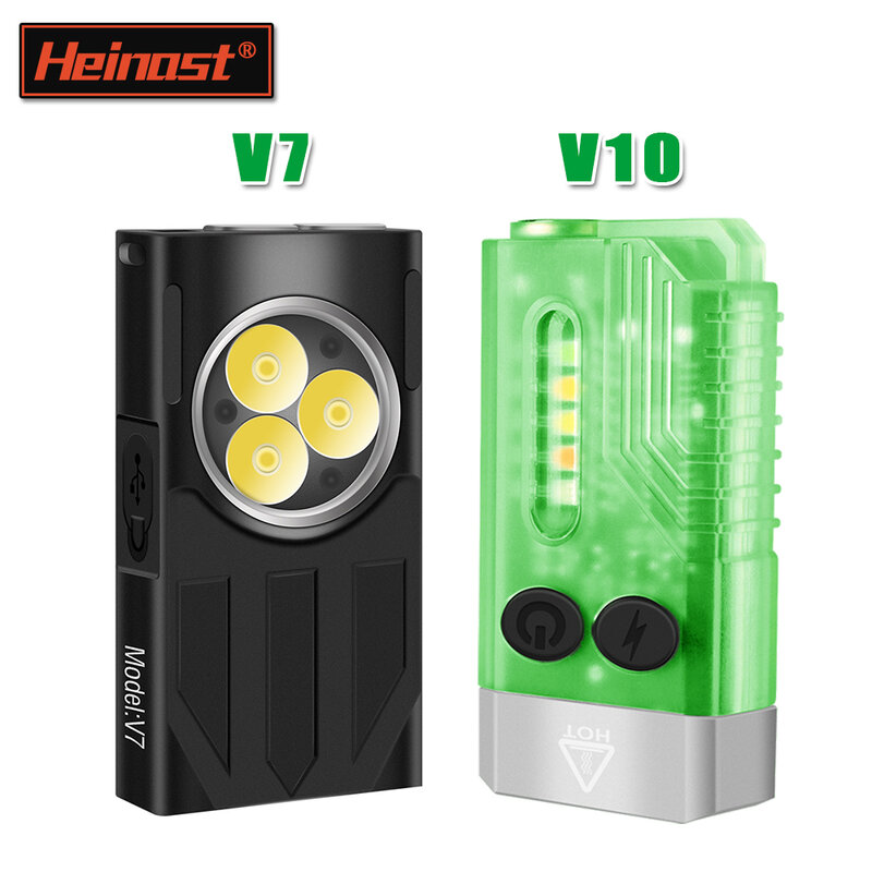 V10/V7/V3 EDC senter portabel lampu kunci 1000LM tipe-c senter saku isi ulang tahan air dengan Magnet UV senter darurat