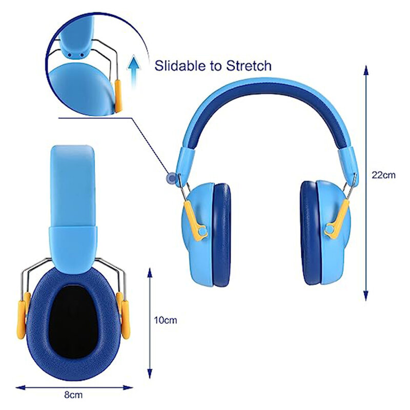 Earmuff portátil com cancelamento de ruído para crianças, Baby Ear Muff, elimina som nocivo, proteção auditiva, azul