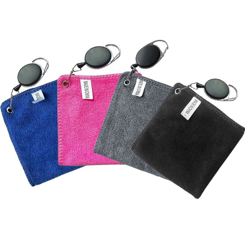 Golf Towel Microfibre Cleaning Cloth for Golfers Absorbent and Quick Drying with Retractable Hook for Sports Enthusiasts