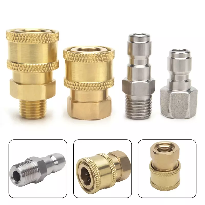 1/4inch High Pressure Washer Thread Quick Connector Brass Garden Watering Adapter Drip Irrigation Copper Hose Connector Fittings