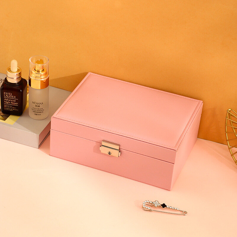 New Two-Layer PU Leather Jewelry Box Organizer Display Storage Case Brincos Anéis Colar Titular Mulheres Meninas Gift Box