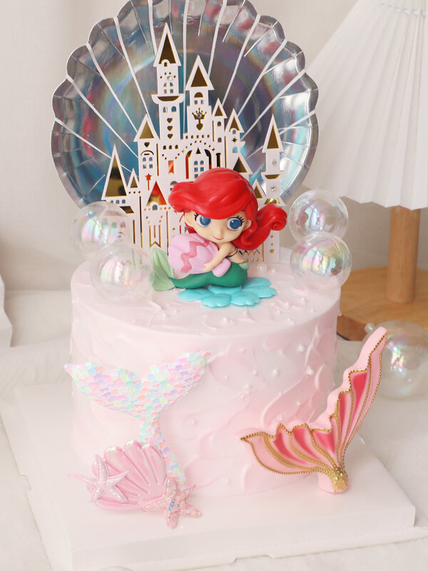 Mermaid Cake Topper Ocean Doll Mermaid Birthday Party Cake Decoration Girls Birthday Heart-shaped Wedding Decor Baby Shower