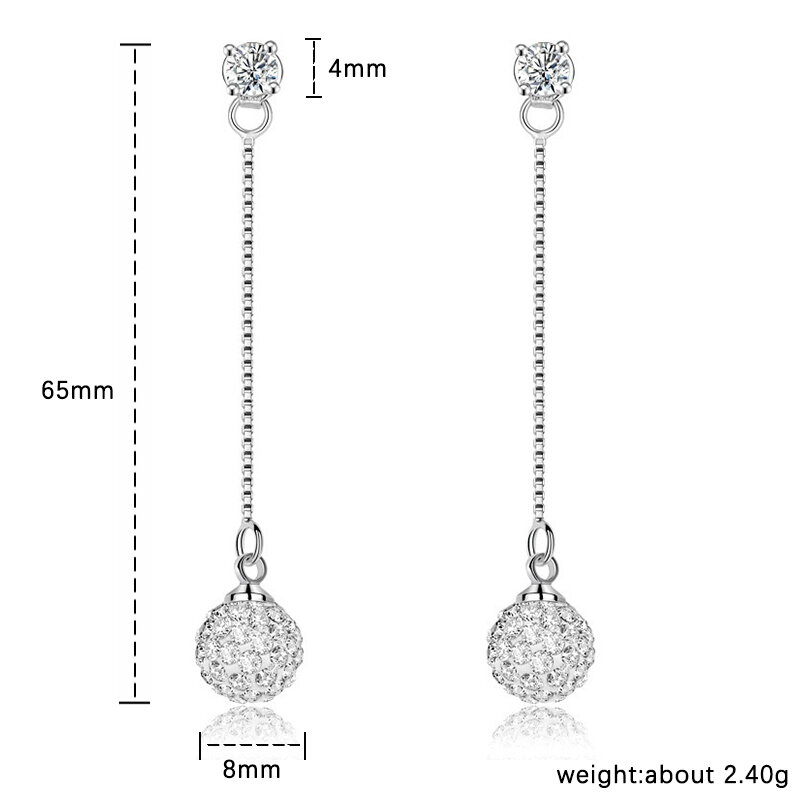 ALIZERO-Boucles d'oreilles pendantes à long pompon pour femme, argent regardé 925, cristal, magnifique boucle d'oreille, fête de mariage, bijoux fantaisie
