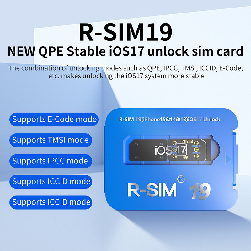 R-SIM19 QPE 안정적인 IOS17 릴리스 카드, 애플 6-17 잠금 해제 전체 범위, 신제품