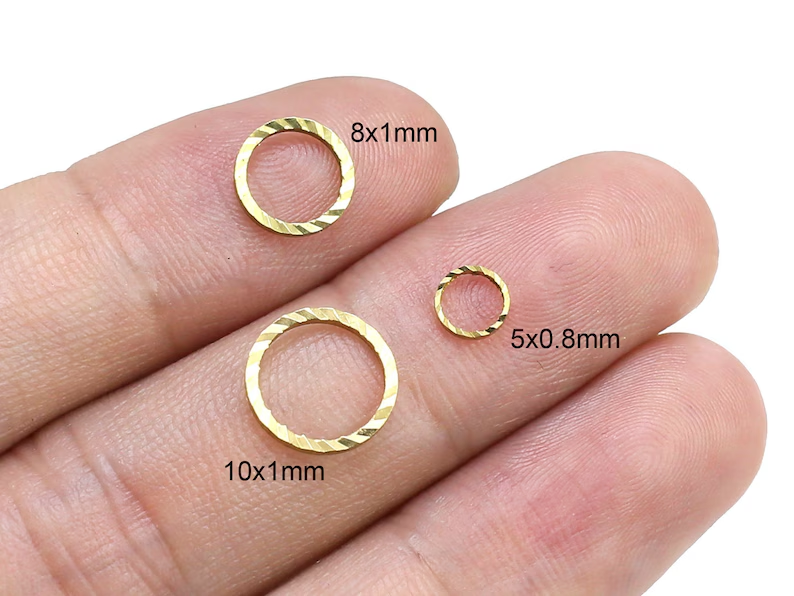50pcs Round Lace Brass Rings, Link Chain Connector, Round Circle Brass Charm, Jewelry Making, Earring Findings R119