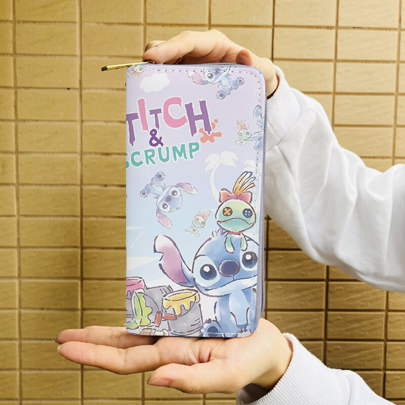 Dompet Anime Disney Lilo Stitch W5999, tas dompet kasual ritsleting kartun, tas tangan penyimpanan kartu hadiah