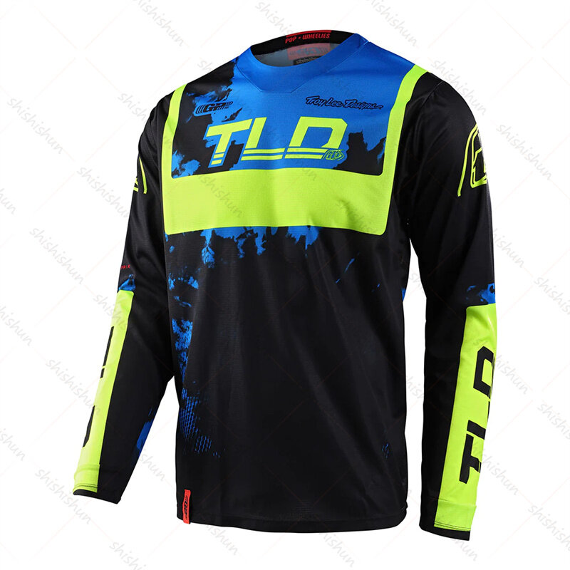 Jersey bersepeda pria, pakaian bersepeda jalan raya Motocross Camo cepat kering, baju DH sepeda gunung menurun lengan panjang MX 2024