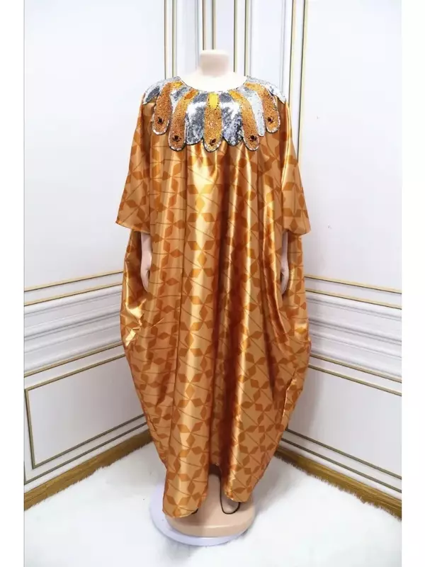 Vestidos africanos de lentejuelas para mujer, Abayas Boubou Dashiki musulmán, vestido de noche Ankara de talla grande, caftán, bata Abaya, 2024