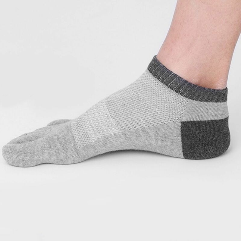 Anti-Slip algodão cinco dedos meias dos homens, curto barco malha Toe Socks