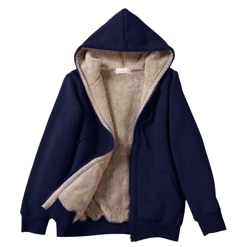 Manteau composite en peluche à capuche pour femme, pardessus doux et confortable, fermeture éclair à manches longues, cordon de proximité, document solide, mode