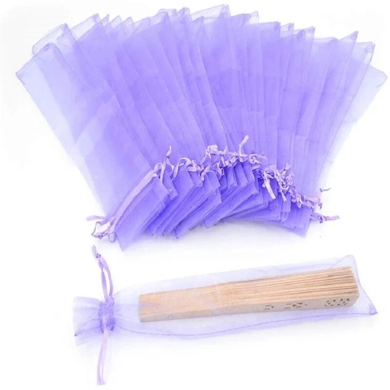 Silk Pouch for Hand Fans, Organza Gift Bag, Wedding Party, Top Quality, Free Shipping, 100 PCs/Lot