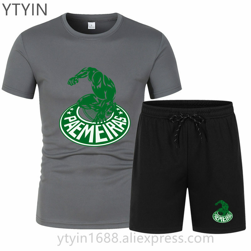 Setelan pakaian musim panas pria, dua potong kaus dan celana pendek modis sepak bola basket Jogging kebugaran Gym Set pakaian pendek Pria Musim Panas 2024