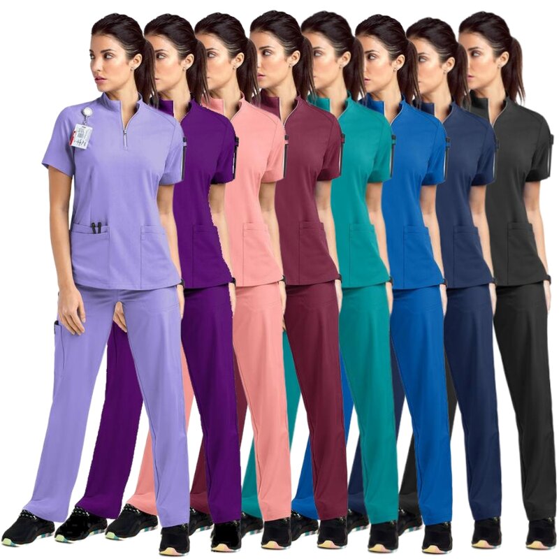 Enfermagem feminina esfrega Uniforme, Uniforme Designer, Sala de operação, Uniformes de saúde, Blusas médicas, Quente, Atacado