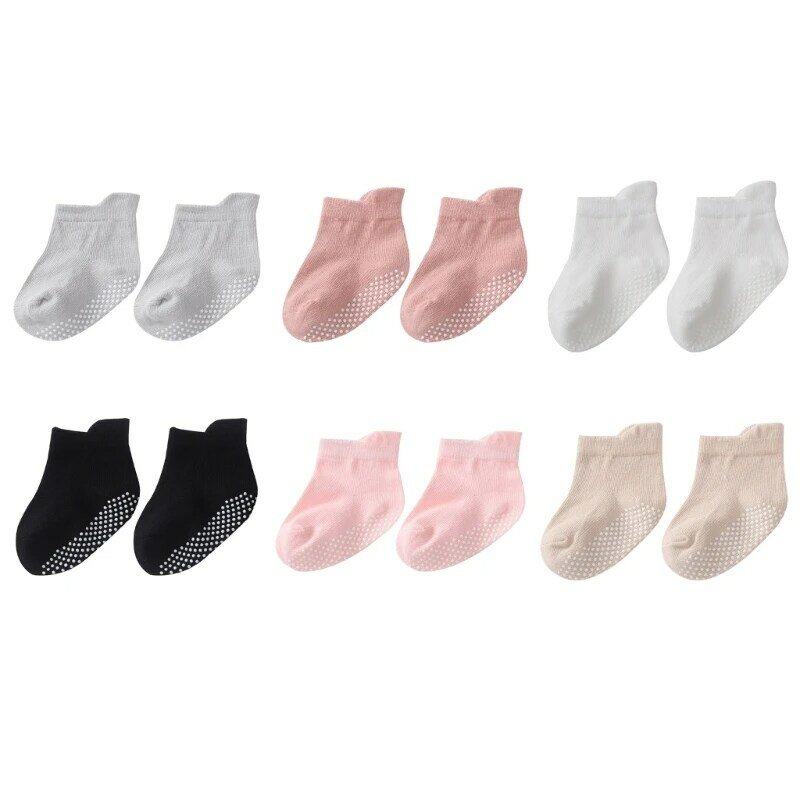 Gebreide sokken voor pasgeborenen met antislip onderkant Unisex babysokken Effen kleurensokken om te wandelen, spelen en kruipen