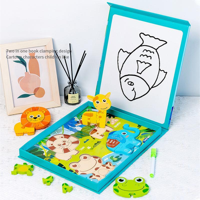 Wooden Puzzles For Toddlers 1-3 3D Animal/Traffic Puzzle Board Montessori STEM Educational Preschool Toys Gifts For Color &