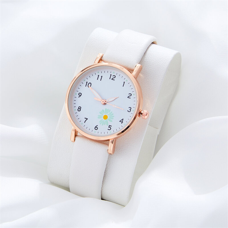 Relógio de quartzo digital simples feminino, quartzo margarida pequena, moda nicho