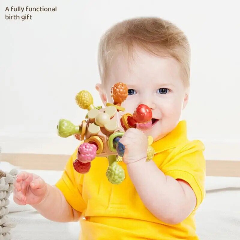 Rattle Ball Toy Baby Montessori Educational Toy Newborn Soft Teether Ball Anti Swallowing Design Sensory Toys Gifts For Babies