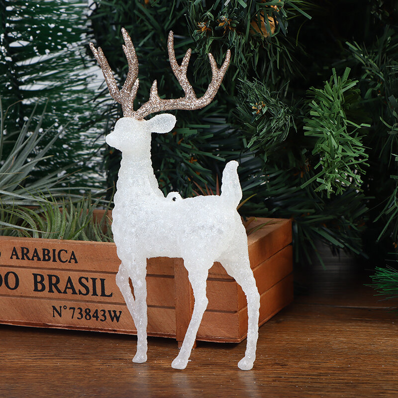Elegant Crystal Elk Shinny Glitter Deer Gold Stand Reindeer Figurines Christmas DIY Cake Pretty Tabletop Ornaments
