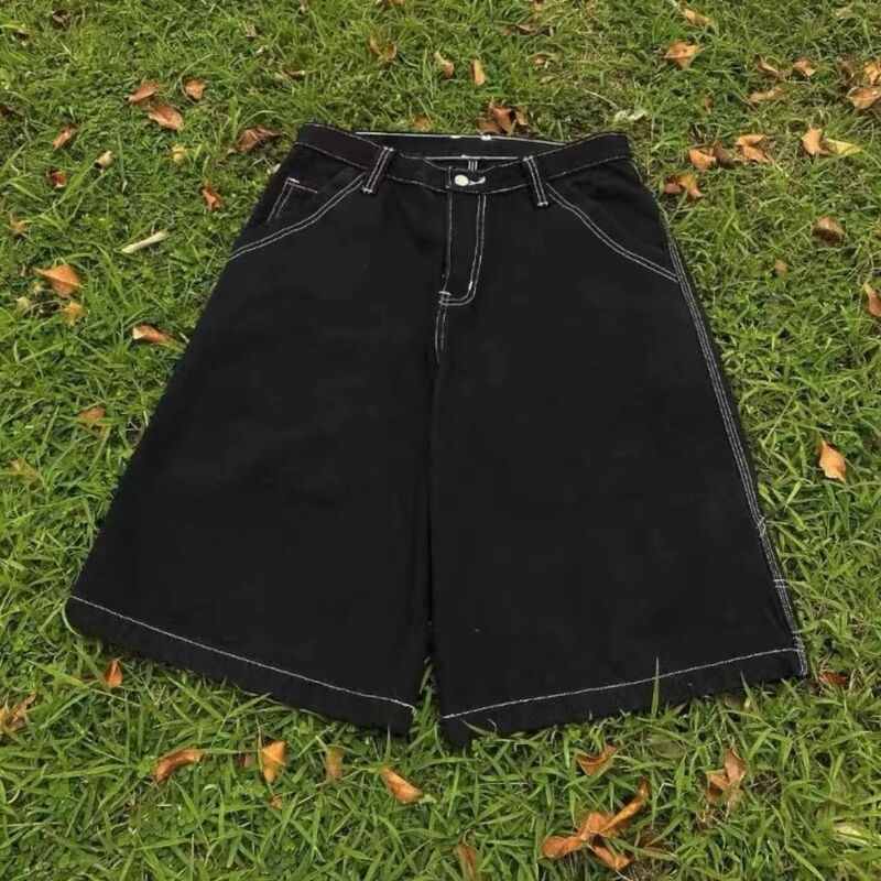 Wexwear-pantalones vaqueros bordados para mujer, shorts de cintura alta, Estilo vintage americano Y2K, 2024