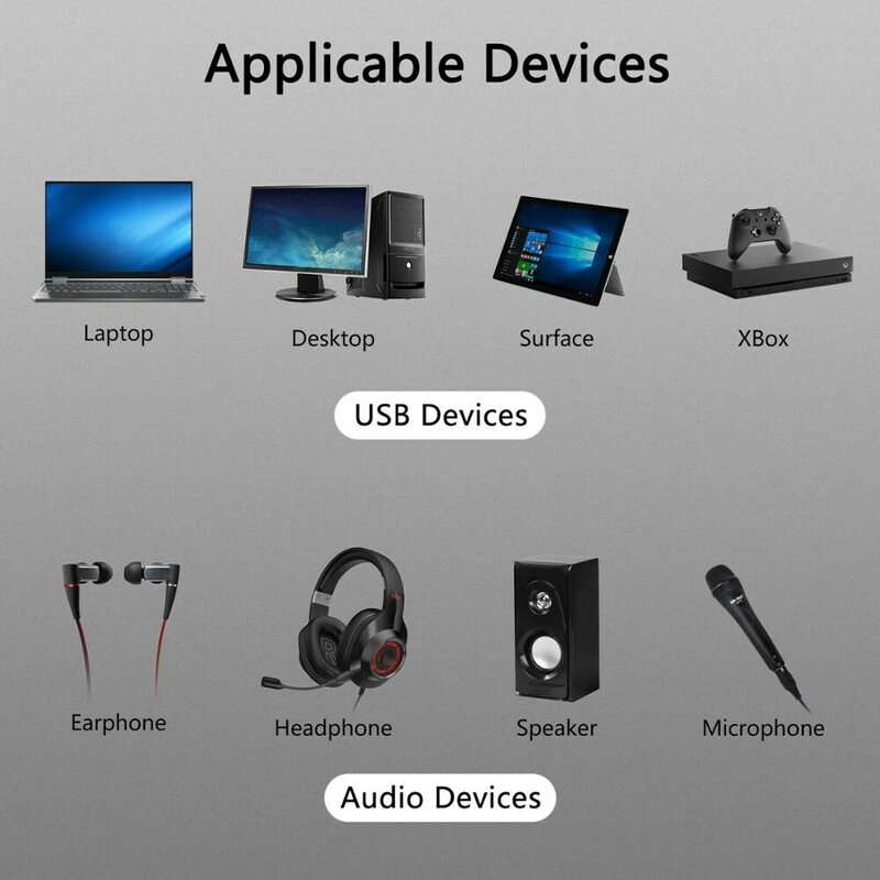 Mini conector de auriculares externo USB a micrófono de 3,5mm, auriculares estéreo, adaptador de tarjeta de sonido 3D, interfaz de altavoz para computadora portátil