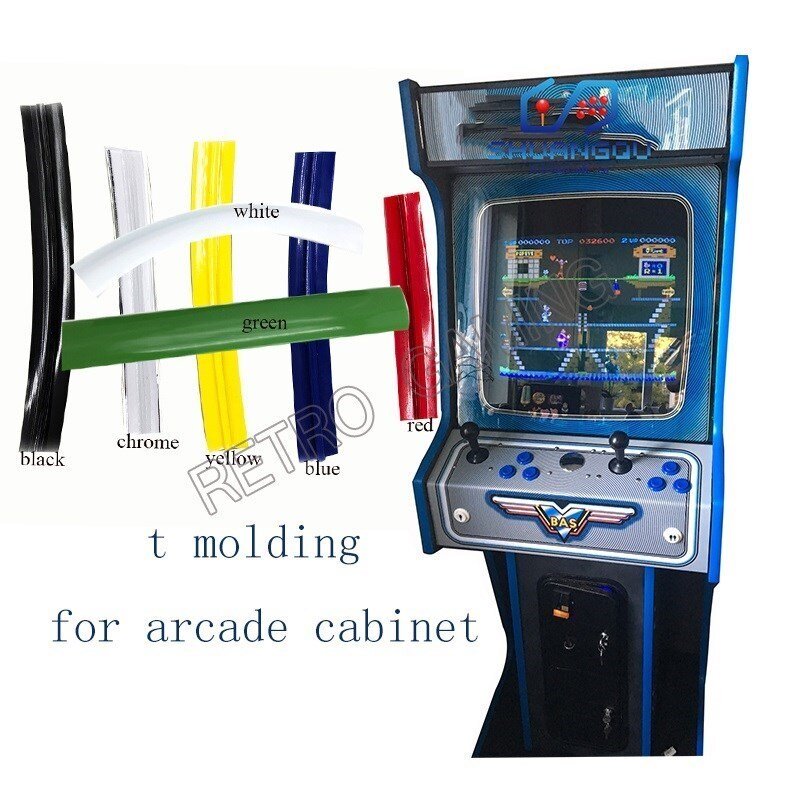 16Mm/19Mm Breedte Arcade Molding 32.8ft 10M Lengte Chroom/Zwart/Geel Plastic Rand Bescherming voor Mame Spel Machine Kabinet
